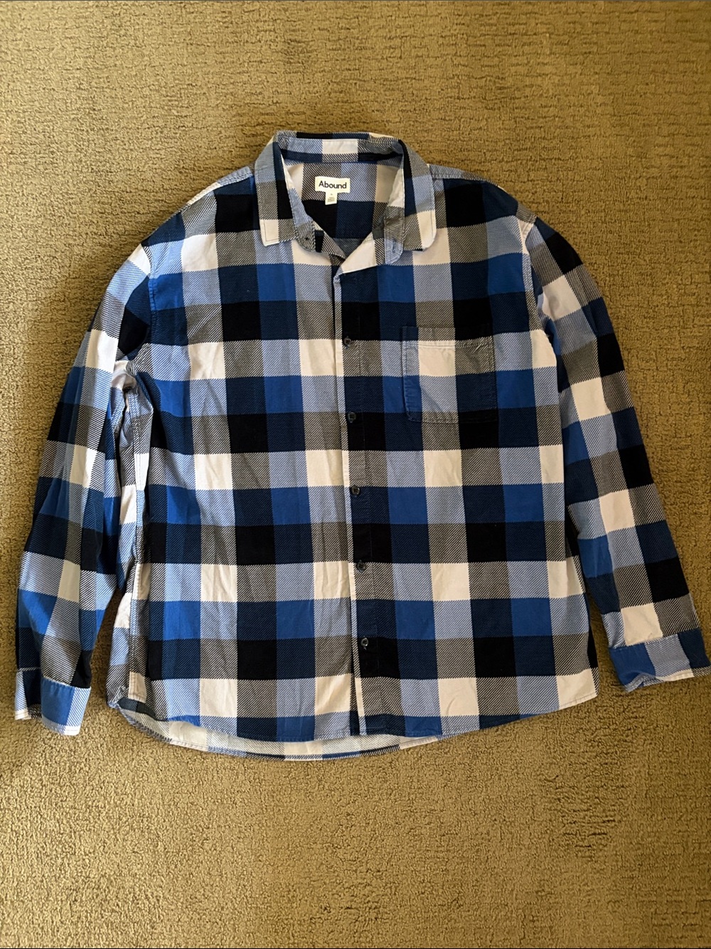 Abound Blue Black White Plaid Casual Button-Down Shirt